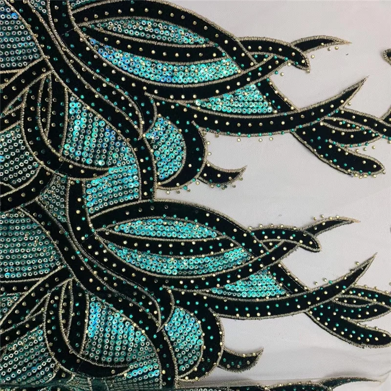 

African Net Lace Fabric 2020 High Quality Lace French Nigerian Mesh Sequins Lace Fabrics For Wedding Dress Sewing ZXN139