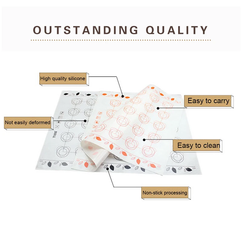 

Macarons Baking Mat Silicone Non-Stick Baking Mats Fondant Bakeware Oven Liner Pad Baking Tools For Cakes Pastry Dough Roll Mats