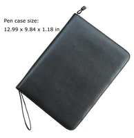 real leather pen case for 46 fountain pen rollerball pens cowhide black pen holder pencil bag fit in various size office gift