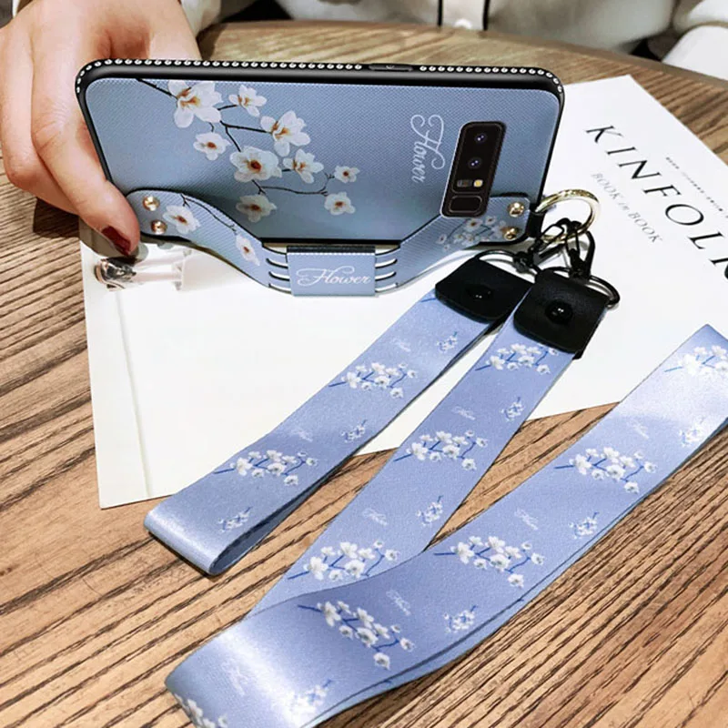 Мягкий чехол из ТПУ с ремешком на запястье для Samsung Galaxy S20FE S21 S8 S9 S10 S20Plus Note20 8 9 10