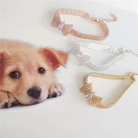 bling crystal diamond pet collar high end dog accessories shiny bowknot rhinestone necklace for small medium dogs cat supplies