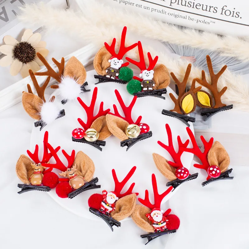 

Christmas Hairpin Children's Hairpin Antler Double Clip Christmas Gift Party Supplies Duck Beaker Clip