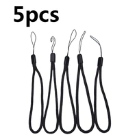 5x black nylon wrist hand cell phone mobile chain straps keychain charm cords diy hang rope lanyard neck