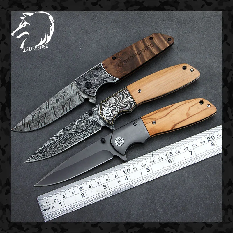 Новое поступление ножи с черным лезвием и деревянной ручкой карманный складной