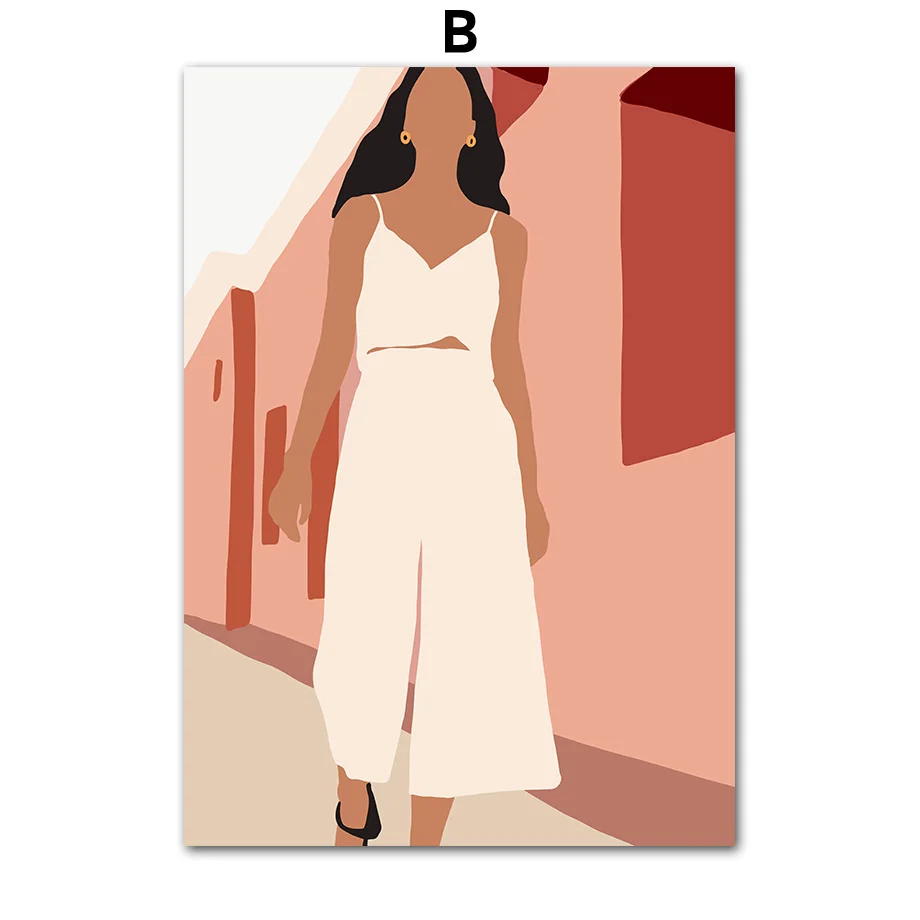 Картина на холсте винтажная абстрактная девушка иллюстрация скандинавские