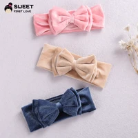 fashion korean headbands for baby girls solid bowknot elastic hairbands for kids double bow newborn headwear hair accessories