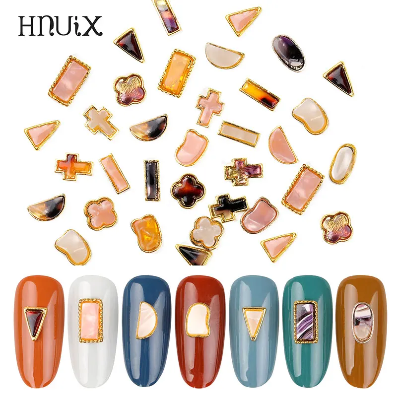 HNUIX 10 шт. золотые металлические украшения для ногтей геометрический декоративный камень для ногтей жемчужные стразы японский стиль ювелирных изделий