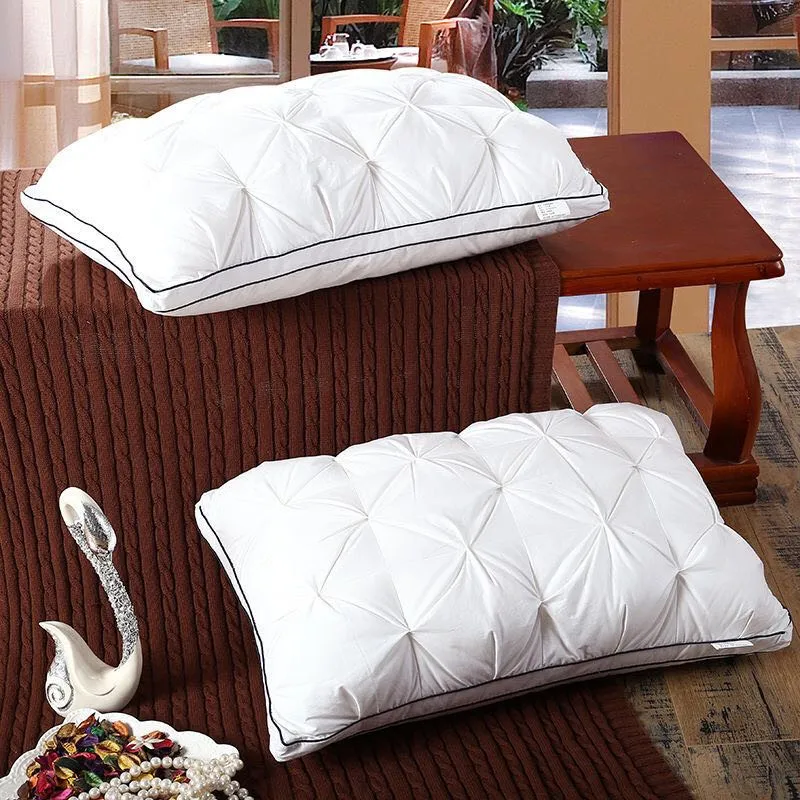 SHANHAO Full cotton down fluffy pillow bread lattice soft comfortable pillow 48*74cm a package of imitation goose down