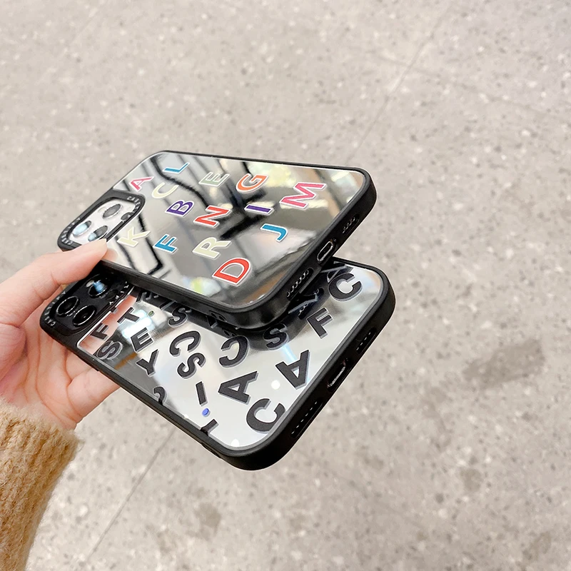 

Hot Luxury Mirror Phone Case For iPhone 7 8 Plus Max 12 Mini 11 Pro X XS Max XR Fashion cute English 26 letters Cover