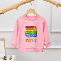 newly popit print child pullover rainbow pop fidget tops harajuku unzip game girls crewneck sweater street wear clothing