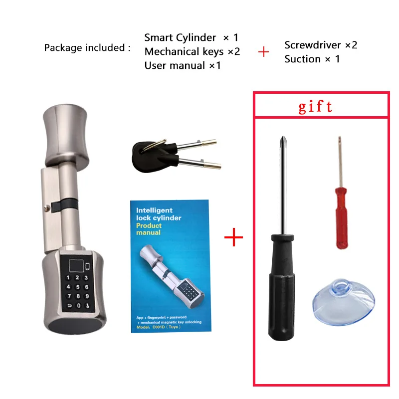 Bluetooth цилиндр TUYA App пароль Fingeprint умный дверной замок с цифровой клавиатурой