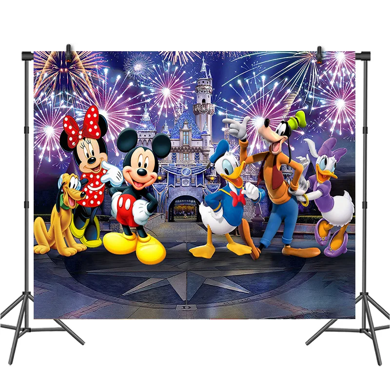 Милая тема Микки Минни Мауса фотография искусственная виниловая ткань товары