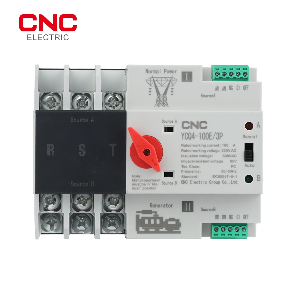 

CNC YCQ4-100E/3P 63a 220 A двойной автоматический переключатель питания V AC 8kA Din Rail ATS переключатели непрерывной мощности