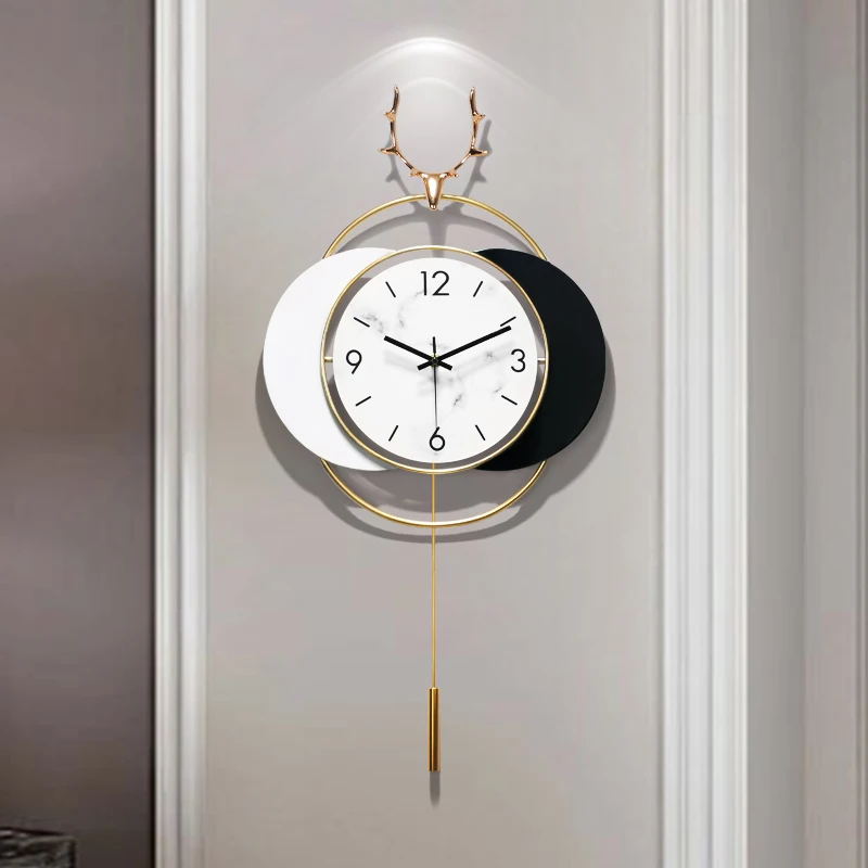 

Настенные часы в скандинавском стиле для гостиной, бесшумные часы, настенные часы для ресторана, модные простые атмосферные настенные часы ...