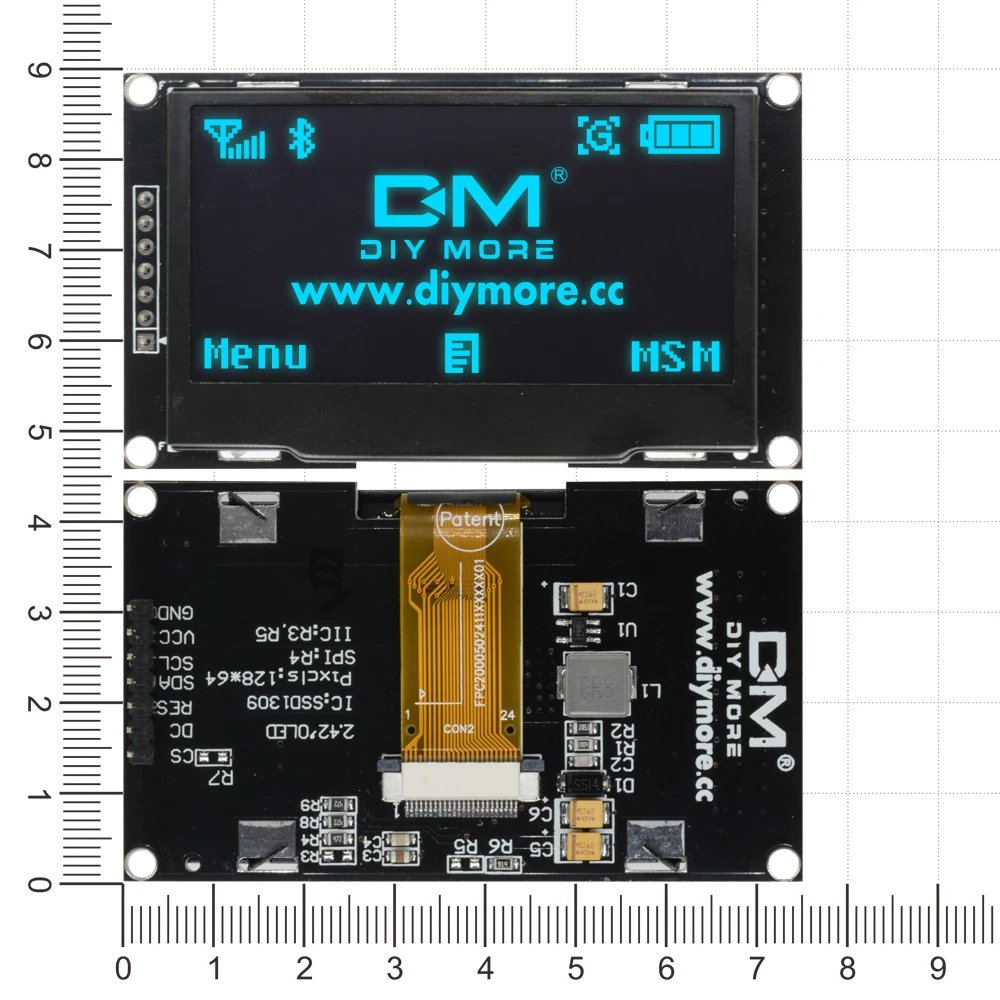 

TZT 2.4" 2.42 inch 128x64 OLED LCD Display Module SSD1309 12864 7 Pin SPI/IIC I2C Serial Interface for Arduino R3 C51