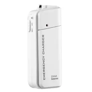 universal portable usb emergency 2 aa battery extender charger power bank supply box for iphone mobile phone mp3 mp4 white free global shipping
