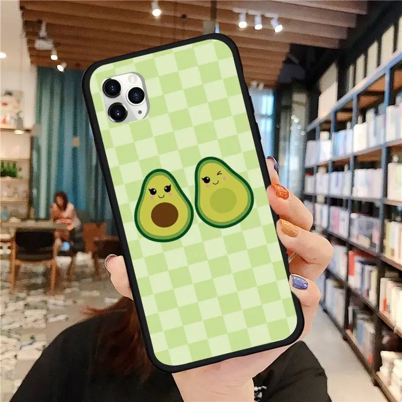 

Green grid avocado Fruit cartoon banana Phone Case for iPhone 11 12 pro MINI XS MAX 8 7 6 6S Plus X 5S SE 2020 XR