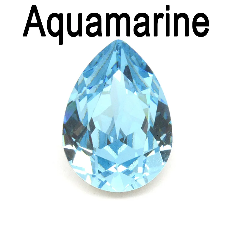 Aquamarine CTPA3bI Colorful Crystal Drop Shape Loose or With Strass Rhinestones Sew On Glass Stones DIY Crown Jewelry Ring Pendant Dress - Цвет: Aquamarine