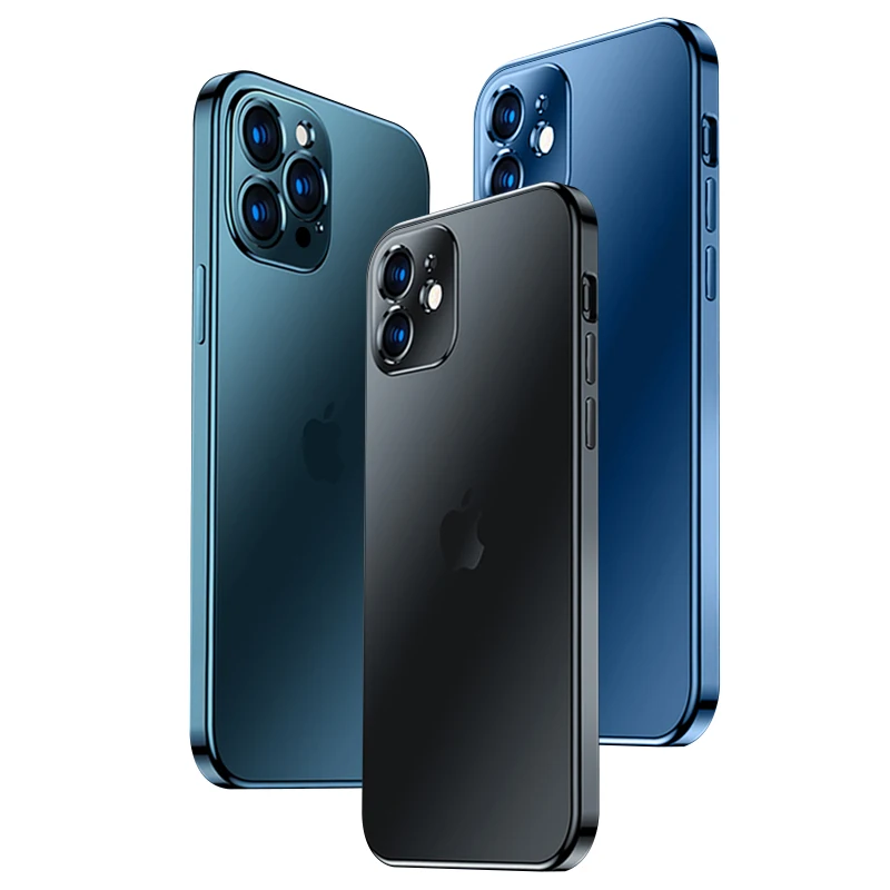 

Luxury Plating Case For iPhone 12 Pro 11 Pro Max XS X XR 7 8 Plus iPhone12 iPhoneXS Original Ultra thin Translucent Square Cover