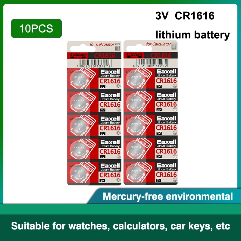 10 шт. кнопочные батарейки для Eaxell cr1616 3 в DL1616 BR1616 ECR1616 5021LC L11 L28 KCR1616|Часовые