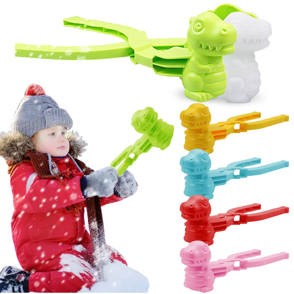 Dinosaur Shape Winter Snowball Maker Clip Children Outdoor Plastic Winter Snow Sand Mold Tool for Snowball Fight Fun Sports Toys