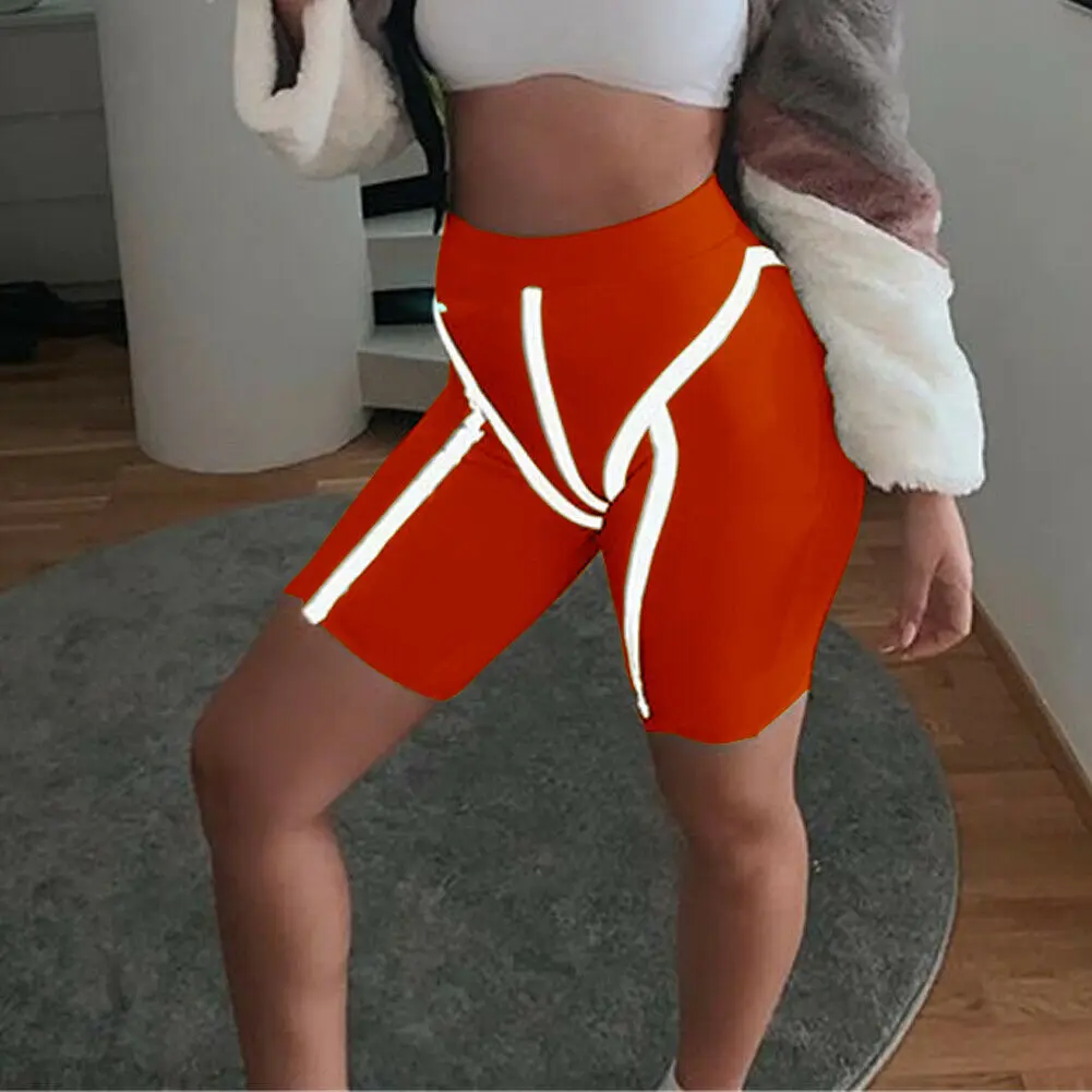 Женские Светоотражающие полосатые спортивные шорты велосипедные обтягивающие