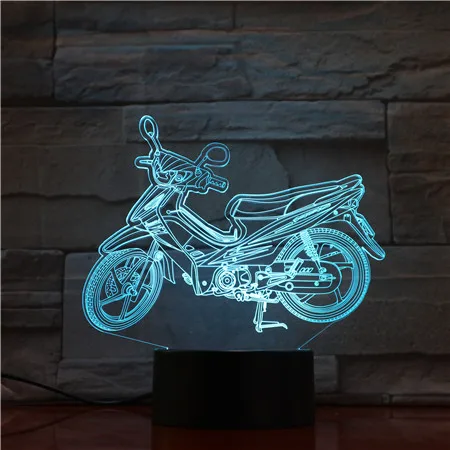 Крутой Мотоцикл 3D лампа ночник USB/на батарейках светодиодный ночник лампа визуальный световой эффект подарок для любителей мотоциклов - Испускаемый цвет: 3D-1850