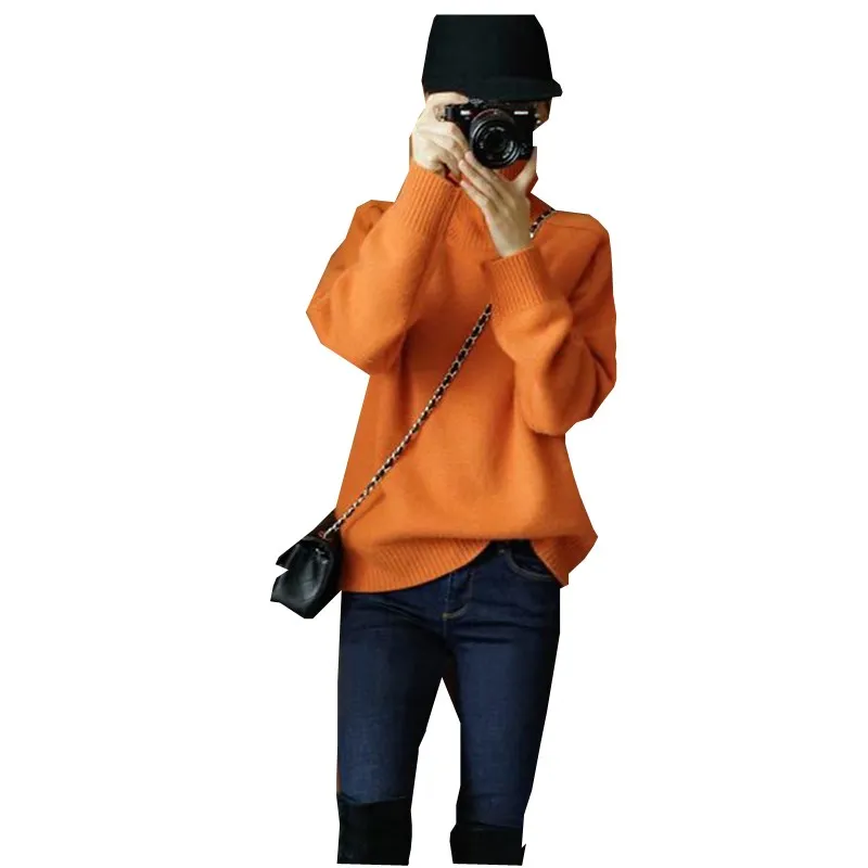 Плюс Размеры свитера женские зимние сапоги с высоким плотно облегающим шею