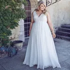 С v-образным вырезом Свадебное платье без рукавов размера плюс, элегантное платье-трапеция, платье с аппликацией de Mariage 2020 Vestidos Де Новия шифоновое свадебное платье