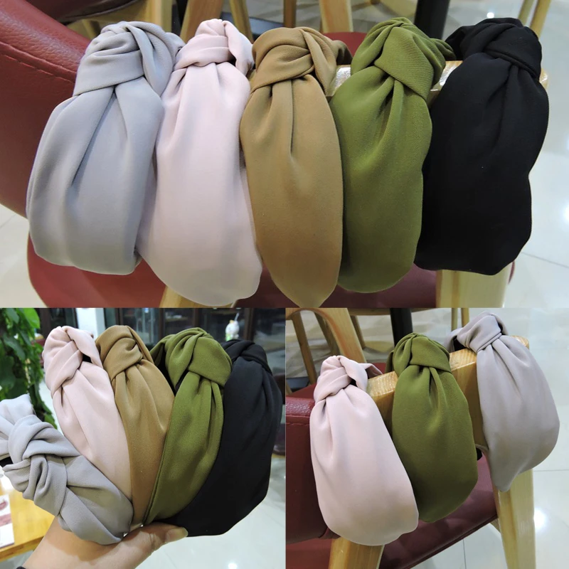 

1 Pc Hot Sale Bow Knot Hair Band Soft Cotton Comfortable Sweet Simple Girls Cloth Cross Solid Headband Gifts Hair Accessories