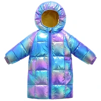 kids long outerwear loose padded puffer solid white duck down coats boys girls winter thicken tops hooded coat children jacket