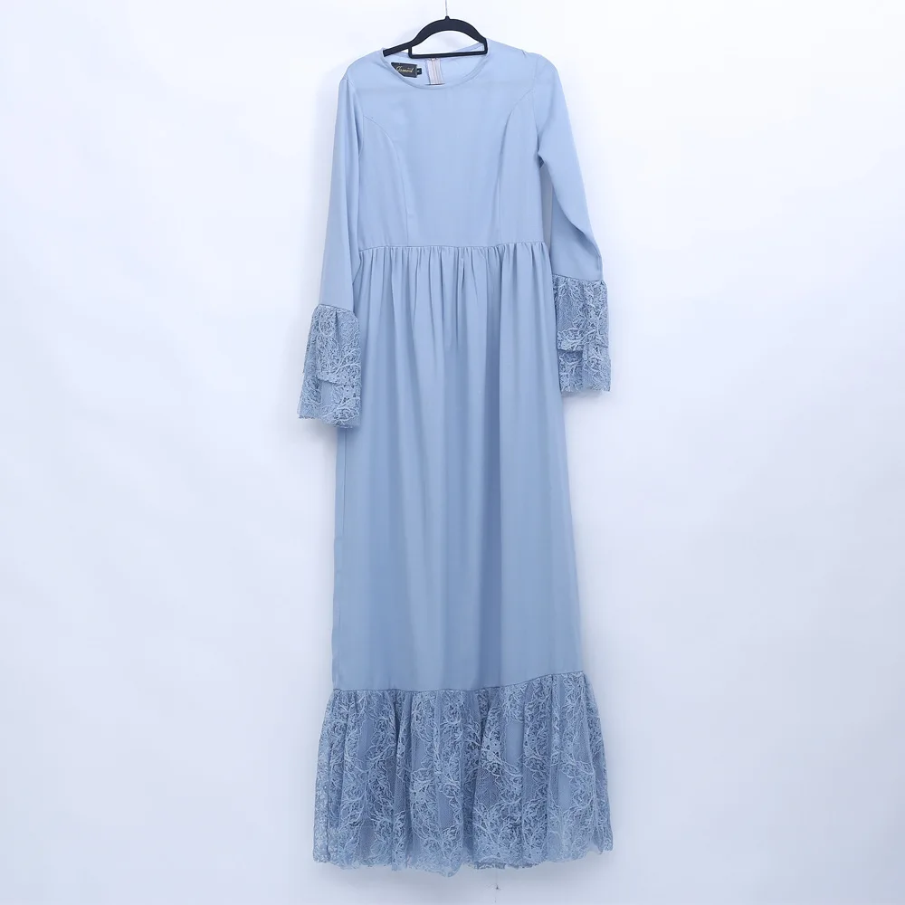 Мусульманское свободное платье макси Abaya высококачественное кружевное на