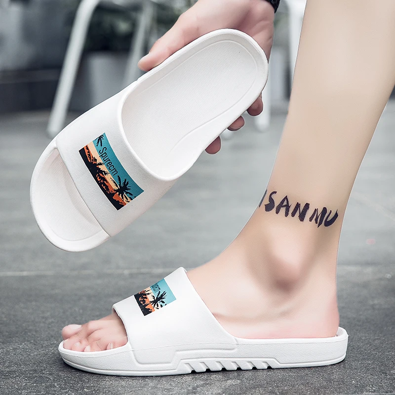 

Summer new couple printing English word slippers fashion casual outdoor beach sandals daily home non-slip wear-resistant slipper