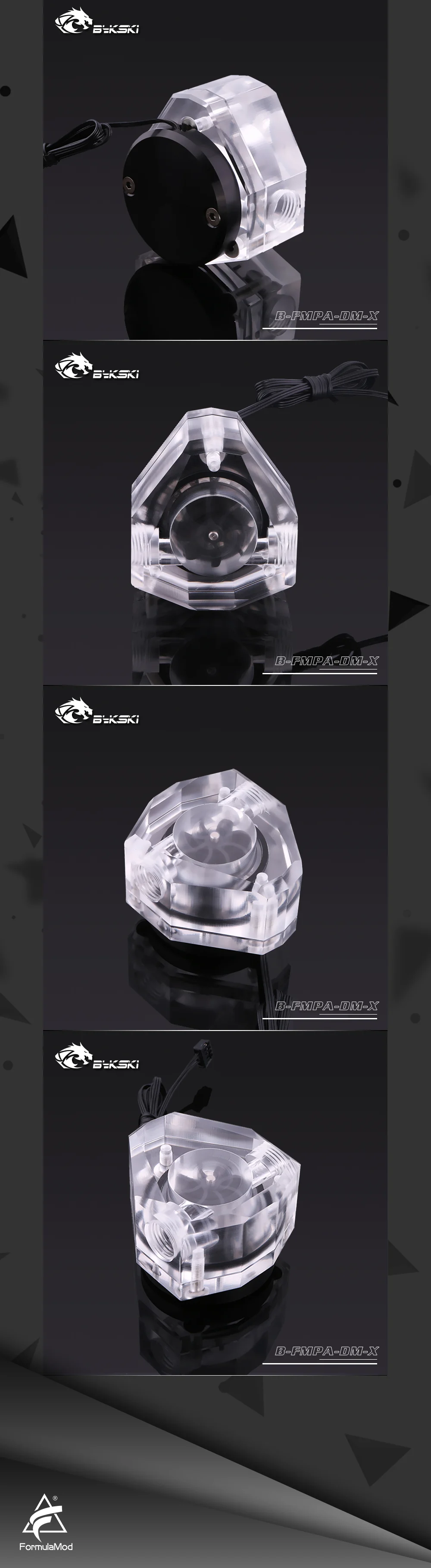 Bykski B-FMPA-DM-X, акриловая Алмазная форма расходомеры воды, G1/4 5v 3pin RGB освещение полигон водяного охлаждения расходомеры