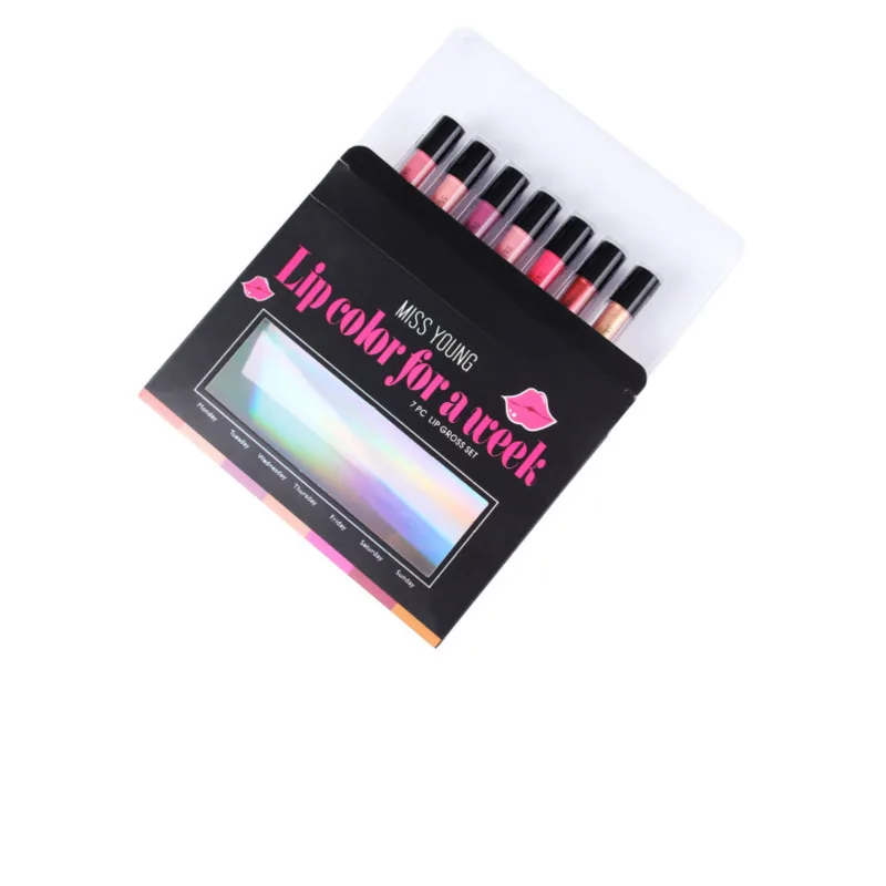 Новый 7 шт./компл. в бежевом и красном цветах бархатный матовый блеск для губ