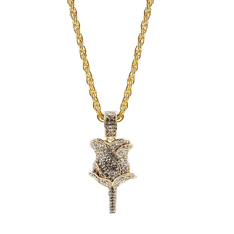 

Aesthetic Rose Flower Necklace for Women With Rhinestones Pendant Choker Jewellery Necklaces for Teen Girls