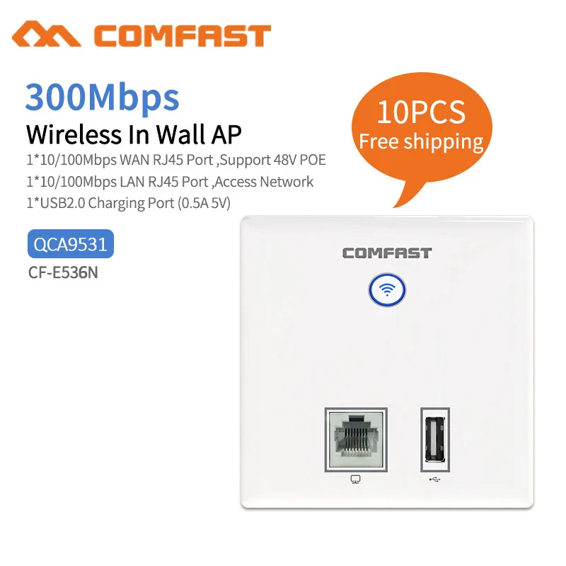 

10 шт. QCA9531 Wi-Fi точка доступа 300 Мбит/с 86 панель в стене AP 10/100 м WAN LAN RJ45 беспроводной маршрутизатор POE 6dBi Wifi усилитель сигнала