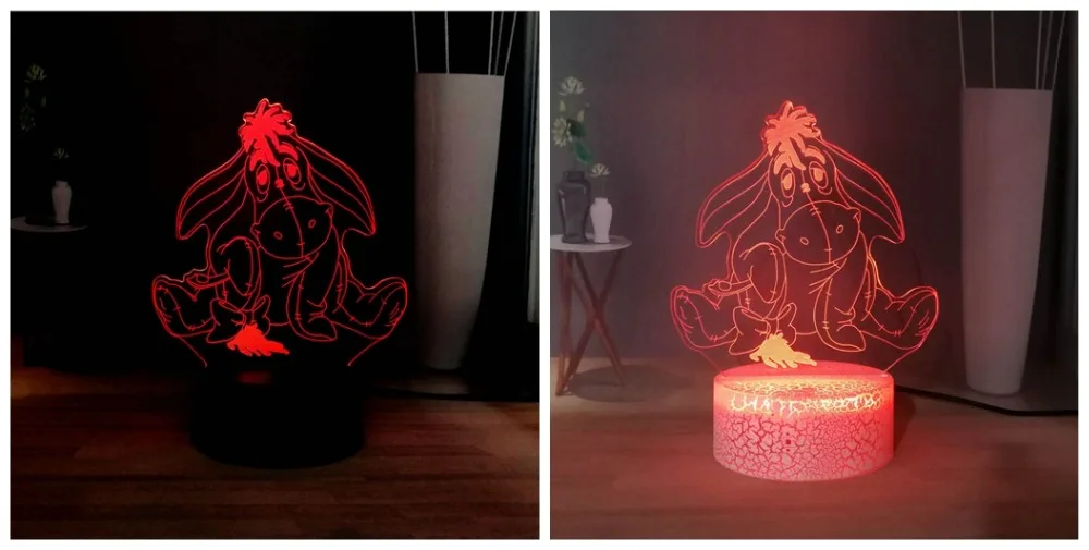 Дропшиппинг милый ИА RGB многоцветный 3D оптическая лампа Пух медведь светодиодный ночной Светильник для сна Детский праздник день рождения Рождественский подарок