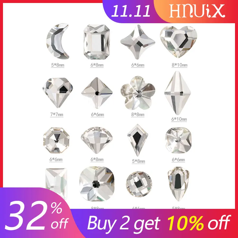 HNUIX 10 шт Блестящий Кристалл 3D дизайн ногтей Стразы AB Красочные лошадь глаз/капли