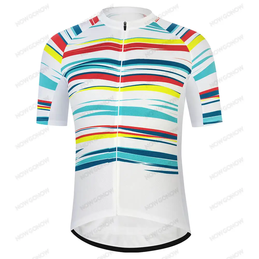 Футболка мужская велосипедная с коротким рукавом Радужная для поездок на