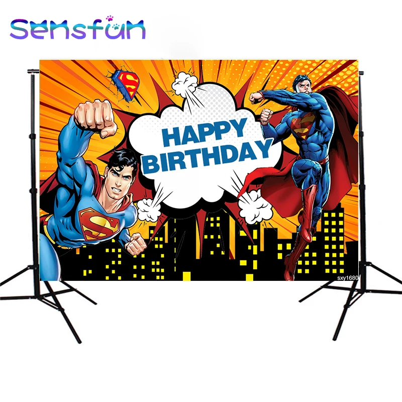 Sxy1680 Comics Superman Baby Birhday вечерние плакат с изображением зданий Портретные фото фоны