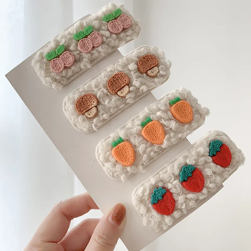 

1PCS New Girl Carrot Strawberry Hair Accessories Headdress Simple Knit Simple Wild Embroidery Hair Clip Ladies