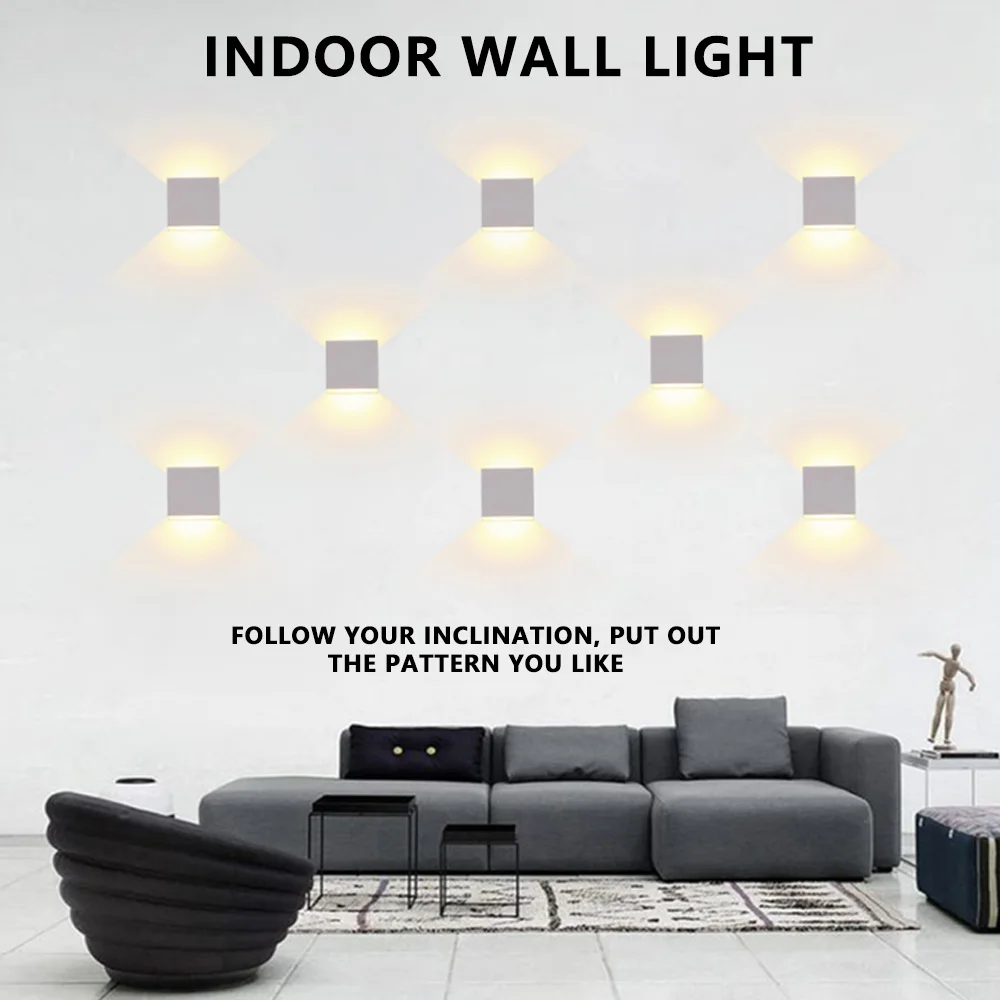

LED Wall Light 6W 12W IP65 Outdoor Waterproof Adjustable Angle Porch Garden Wall Light AV85-265V Aluminum Indoor Lighting Lamp