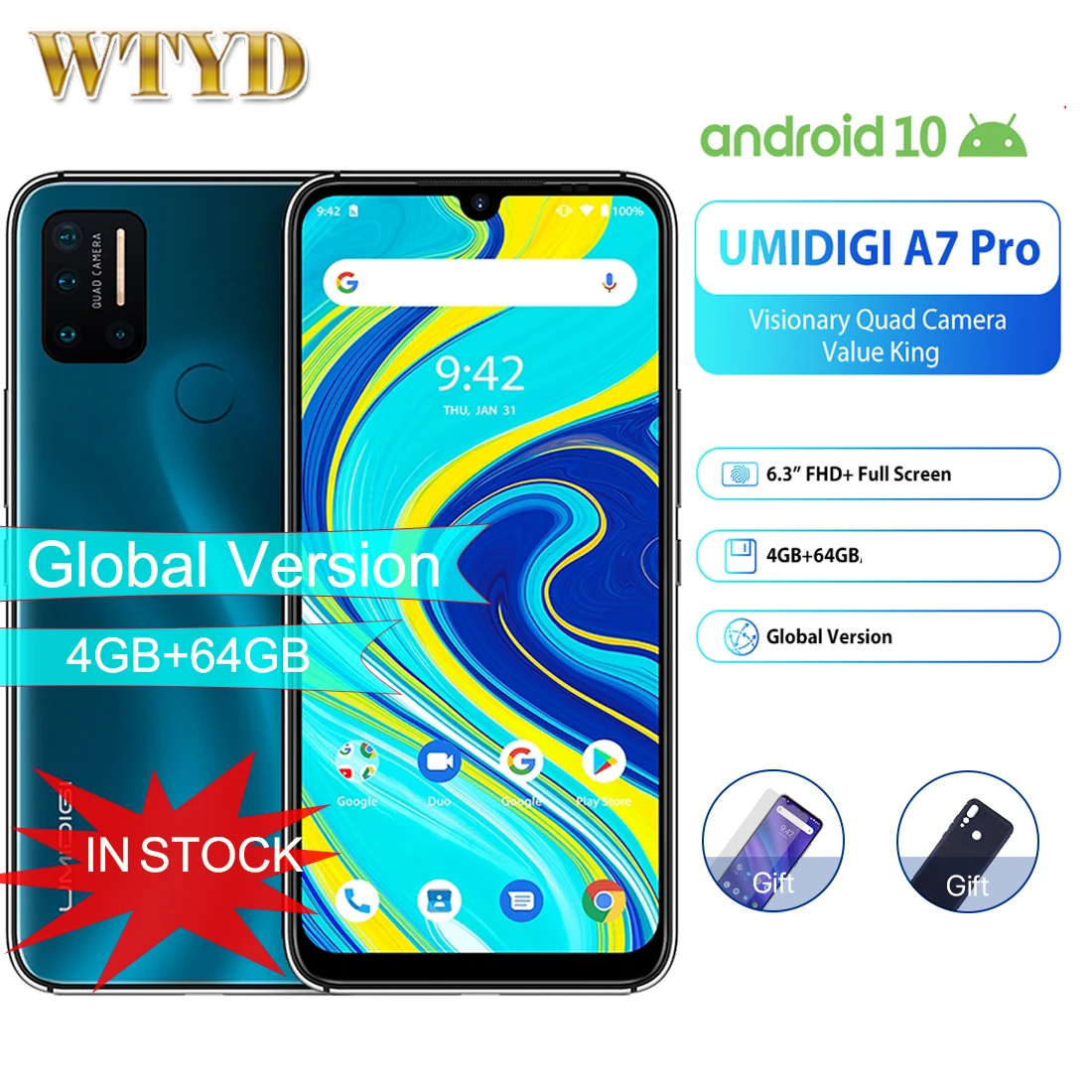 UMIDIGI A7 Pro смартфон четыре ядра экран 6 3 дюйма 4 Гб + 64 ГБ|Смартфоны| |