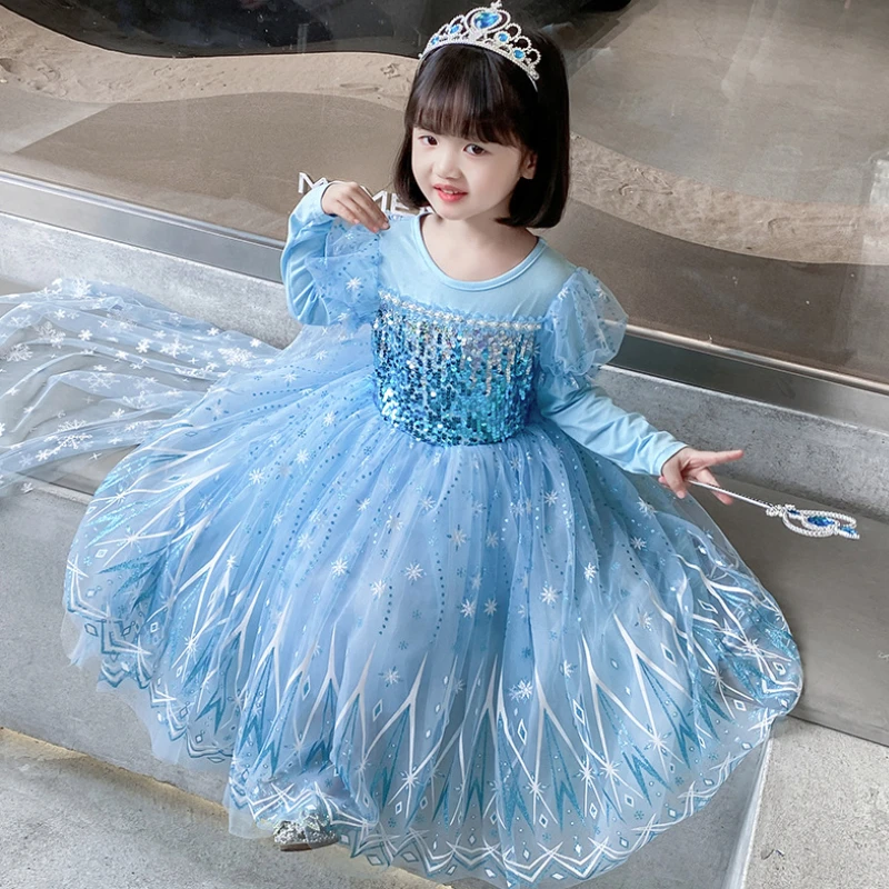 

2021 New Elsa Dress Girls Summer Dress Princess Cosplay Costume Dresses For Kids Christmas Birthday Fancy Party Vestidos Menina