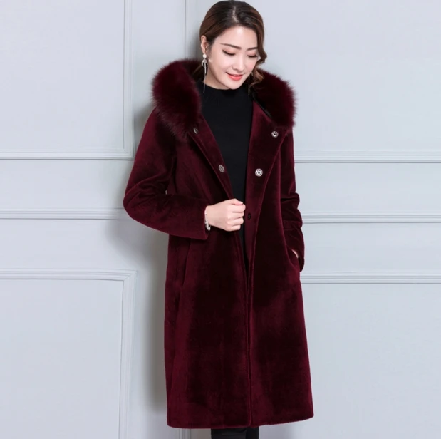 2020 Winter Hooded Coats Women Long Sleeve Fur Coat Feminino Wool Casaco Ladies Cardigan Cashmere WS70 | Женская одежда
