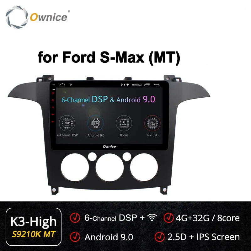 S9210-1 K3 HIGH Ownice k3 k5 k6 4G LTE DSP Android 9,0 8 ядерный Радио стерео для Ford S-Max 2007 2008 автомобильный DVD gps Navi плеер 360 панорама оптический - Цвет: S9210-1 K3 HIGH