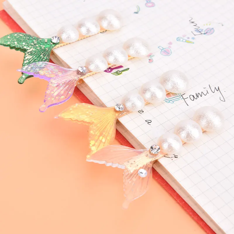 

New Women Girls Cute Pearls Fish Tail Barrettes Sweet Headband Mermaid Ornament Clips Hairpins Fashion Hair Accessories