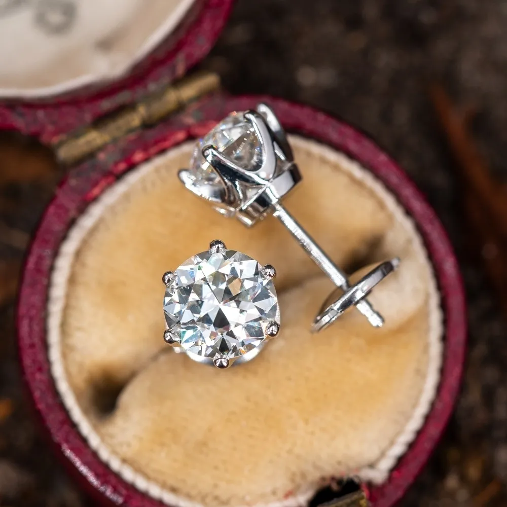 Женские серьги с круглыми камнями 6 мм|Серьги-гвоздики| |