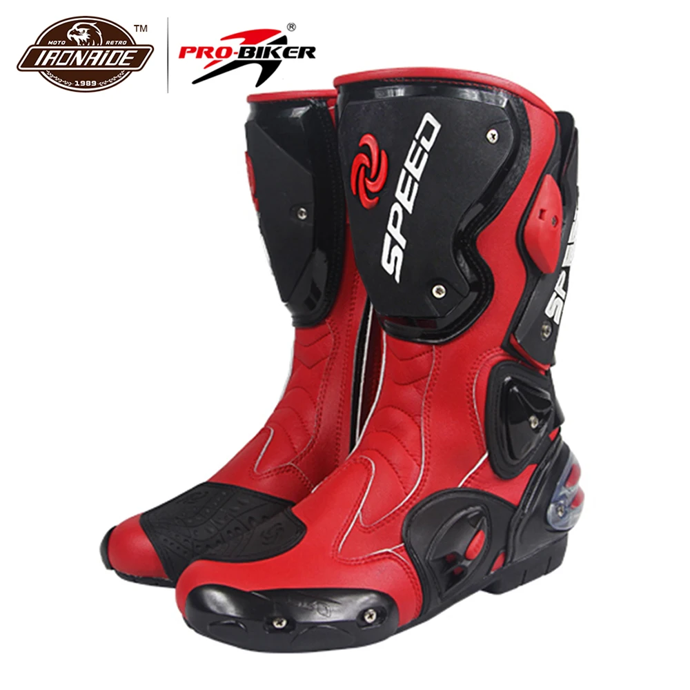 B1001-Red PRO-BIKER/Мужские ботинки в байкерском стиле; ботинки для мотокросса; Botas Moto; Байкерская обувь в байкерском стиле; гоночные ботинки для верховой езды - Цвет: B1001-Red